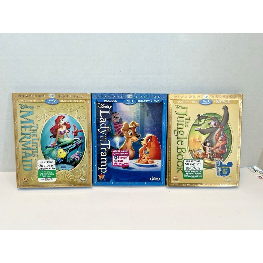 Disney Diamond Edition Blu-ray Lot 3 NEWLittle Mermaid Lady & Tramp Jungle Book